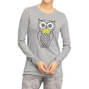 Old Navy Gray Owl Crewneck Sweater - Size Small